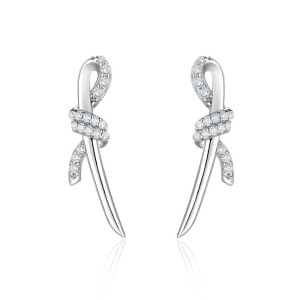 Bowknot earrings light luxury ladies fashion 925 silver earrings