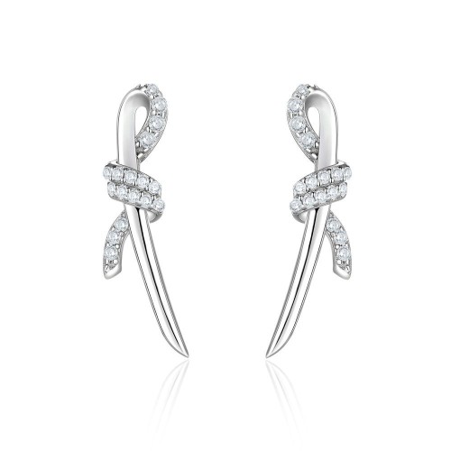 Bowknot earrings light luxury ladies fashion 925 silver earrings