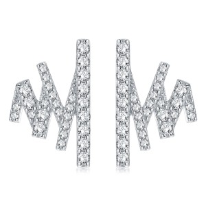 Twisted heart earrings zircon earrings high-end silver jewelry silver earrings