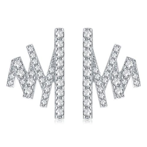 Twisted heart earrings zircon earrings high-end silver jewelry silver earrings