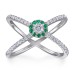 Green zircon French circle cross female ring niche design