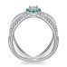 Green zircon French circle cross female ring niche design