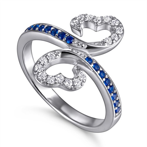 Ring inlaid with royal blue zircon ring wide index finger ring