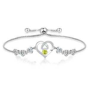 Hand jewelry aquamarine colored gemstone heart bracelet