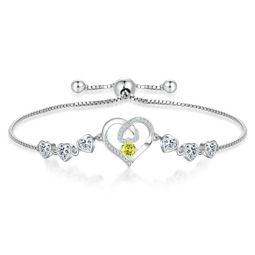 Hand jewelry aquamarine colored gemstone heart bracelet