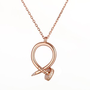 Women's all-match rose gold sterling silver pendant simple style necklace