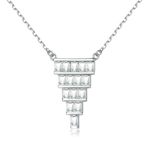 Fan-shaped pendant small skirt T square zircon necklace female high-end clavicle chain niche INS style
